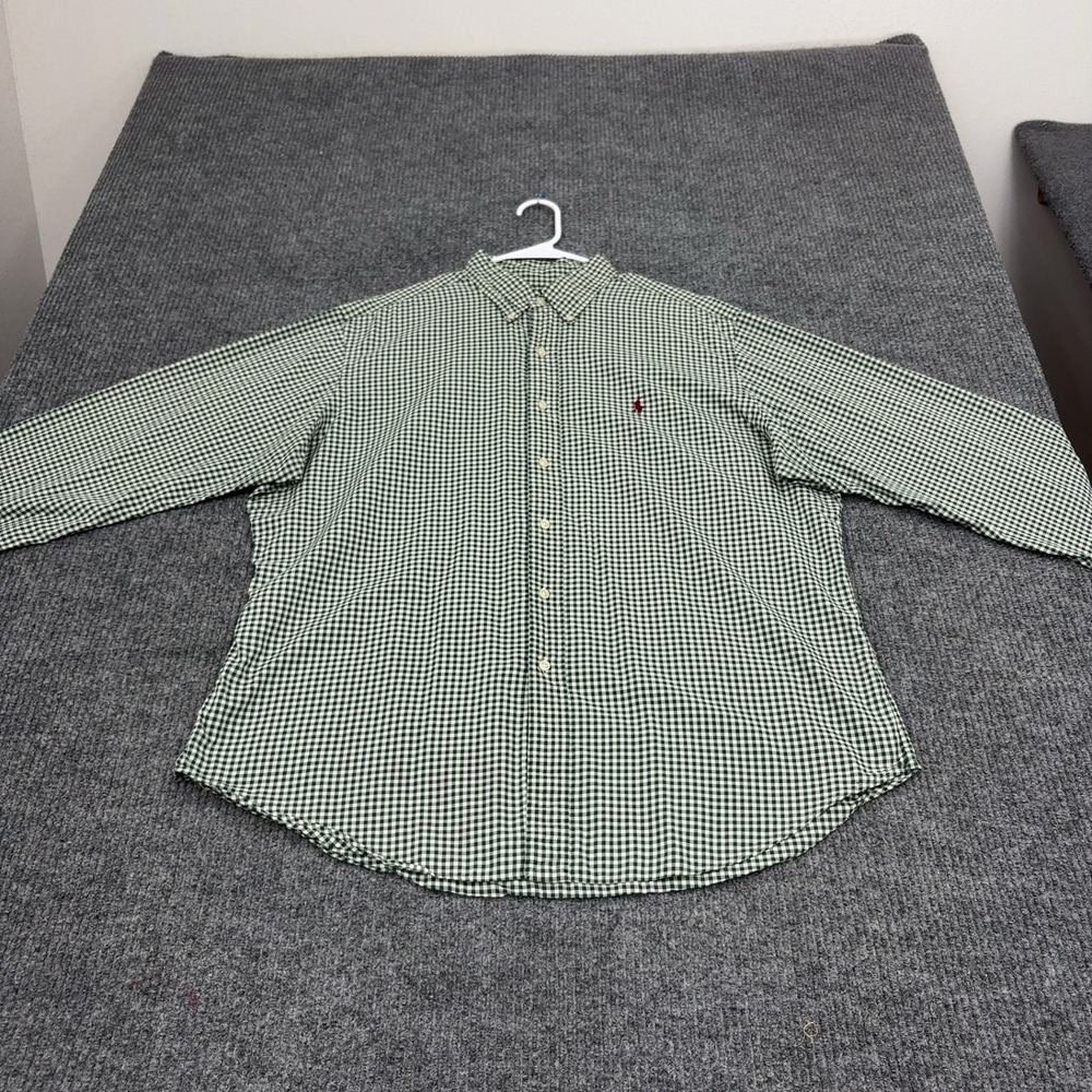 Ralph Lauren Button Down Mens XL Green Gingham Plaid Classic Fit Preppy Casual